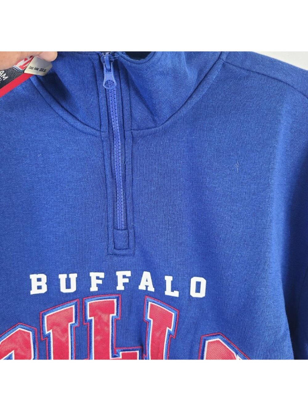 NEW Buffalo Bills Blue NFL Team Apparel Half-Zip Sweatshirt Sz M - Picture 5 of 8